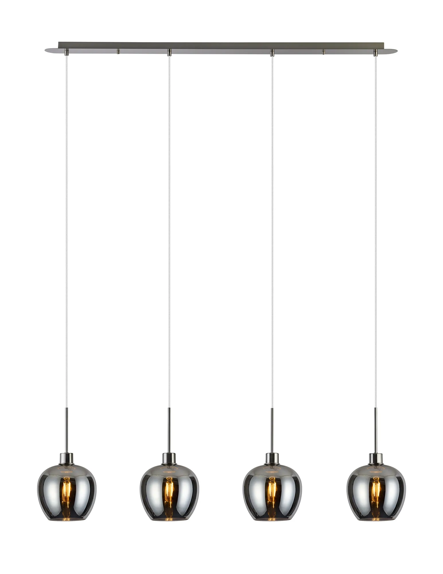 DK1410  Lori Linear Pendant, 4 Light Adjustable E27, Satin Nickel/Chrome Wine Shades